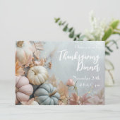 Thanksgiving Diner Pastell Pumpkins Uitnodiging (Staand voorkant)