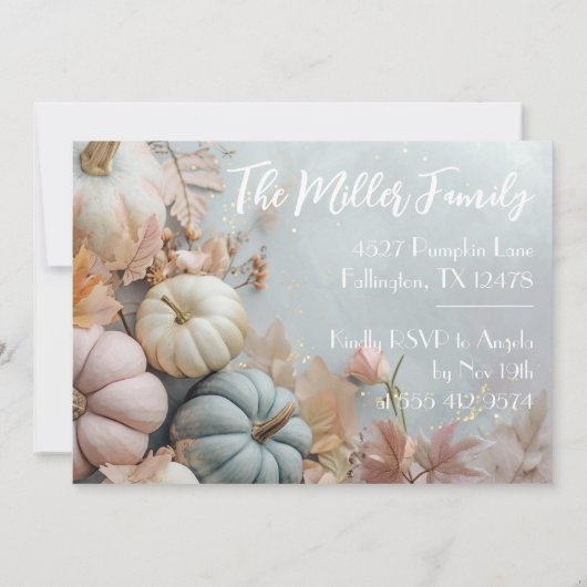 Thanksgiving Diner Pastell Pumpkins Uitnodiging (Achterkant)