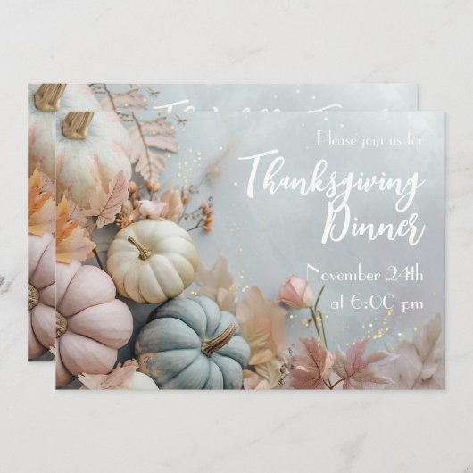 Thanksgiving Diner Pastell Pumpkins Uitnodiging (Voorkant / Achterkant)