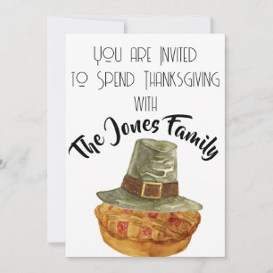 Thanksgiving Diner Pelgrim Pet taartuitnodiging Kaart