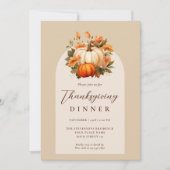 Thanksgiving Diner Pompoen Bloemen Script Arch Kaart (Voorkant)