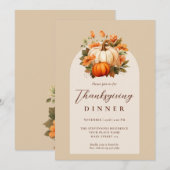 Thanksgiving Diner Pompoen Bloemen Script Arch Kaart (Voorkant / Achterkant)