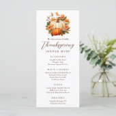 Thanksgiving Diner Pompoen Bloemen Script Rustiek Menu (Staand voorkant)