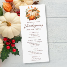 Thanksgiving Diner Pompoen Bloemen Script Rustiek Menu