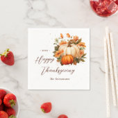 Thanksgiving Diner Pompoen Bloemen Script Rustiek Servet (Insitu)