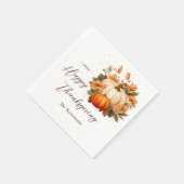 Thanksgiving Diner Pompoen Bloemen Script Rustiek Servet (Hoek)