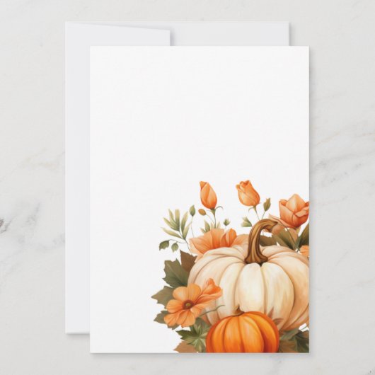 Thanksgiving Diner Pompoen Bloemen Script Wit Kaart (Achterkant)