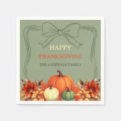 Thanksgiving Diner Pompoen boog gedempt mos groen Servet (Voorkant)