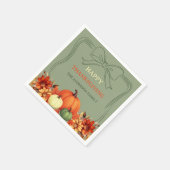 Thanksgiving Diner Pompoen boog gedempt mos groen Servet (Hoek)