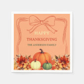 Thanksgiving Diner Pompoen Bow Atomic Tangerine Servet (Voorkant)