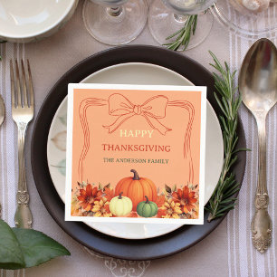 Thanksgiving Diner Pompoen Bow Atomic Tangerine Servet