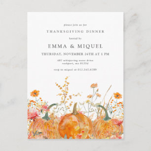 Thanksgiving Diner Pompoen Briefkaart Uitnodiging