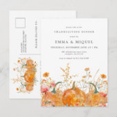 Thanksgiving Diner Pompoen Briefkaart Uitnodiging (Voorkant / Achterkant)