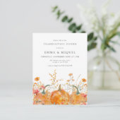 Thanksgiving Diner Pompoen Briefkaart Uitnodiging (Staand voorkant)