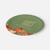 Thanksgiving diner pompoen groen Dankbaar Papieren Bordje (Gekanteld)