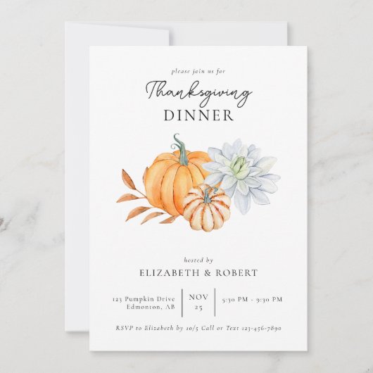 Thanksgiving Diner Pompoen Herfst Kaart (Voorkant)