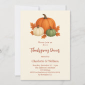 Thanksgiving Diner Pompoen Retro sinaasappel Kaart (Voorkant)