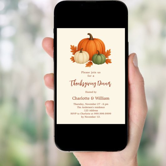 Thanksgiving Diner Pompoen Retro sinaasappel Kaart