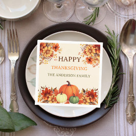Thanksgiving Diner Pompoen sinaasappel Bloemen Servet