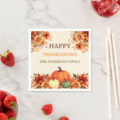 Thanksgiving Diner Pompoen sinaasappel Bloemen Servet (Insitu)