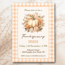 Thanksgiving Diner Pompoen Sinaasappel Gingham