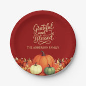 Thanksgiving diner pompoen terracotta Dankbaar Papieren Bordje (Voorkant)