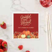 Thanksgiving diner pompoen terracotta Dankbaar Servet (Insitu)