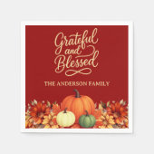 Thanksgiving diner pompoen terracotta Dankbaar Servet (Voorkant)