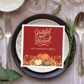 Thanksgiving diner pompoen terracotta Dankbaar Servet