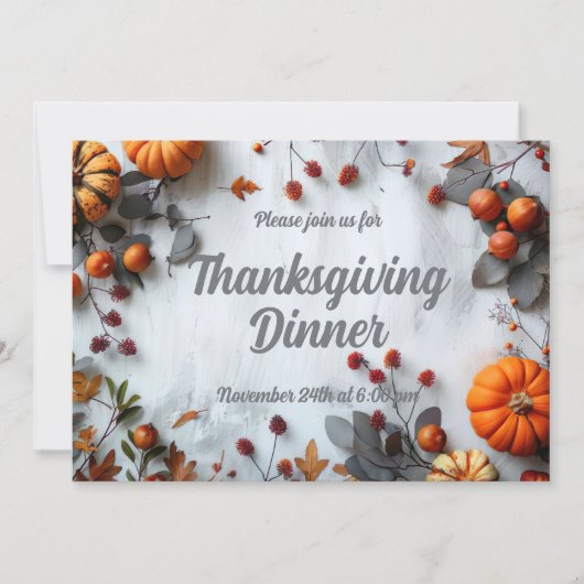 Thanksgiving Diner Pompoen Uitnodiging (Voorkant)