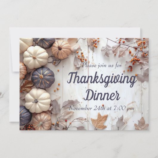 Thanksgiving Diner Pompoen Uitnodiging (Voorkant)