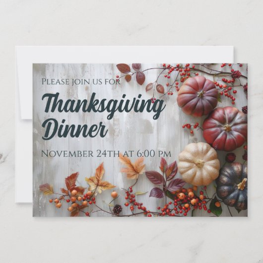 Thanksgiving Diner Pompoen Uitnodiging (Voorkant)