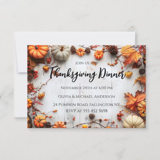 Thanksgiving Diner Pompoen Uitnodiging (Voorkant)