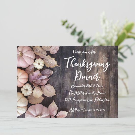 Thanksgiving Diner Pompoen Uitnodiging (Staand voorkant)