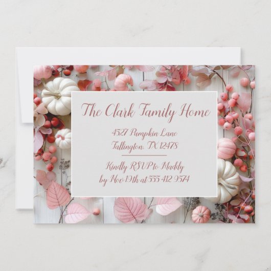 Thanksgiving Diner Pompoen Uitnodiging (Achterkant)