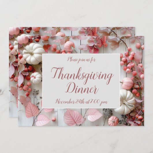 Thanksgiving Diner Pompoen Uitnodiging (Voorkant / Achterkant)