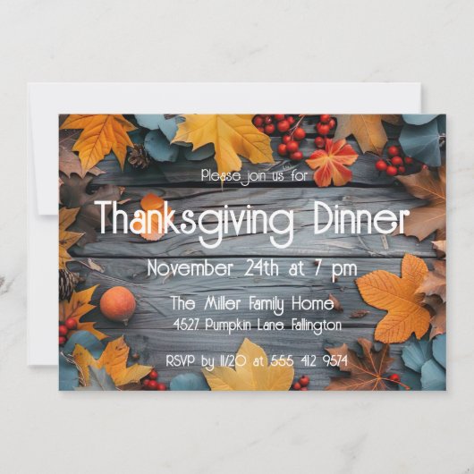 Thanksgiving Diner Pompoen Uitnodiging (Voorkant)