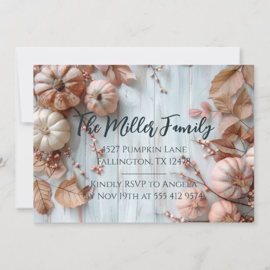 Thanksgiving Diner Pompoen Uitnodiging (Achterkant)