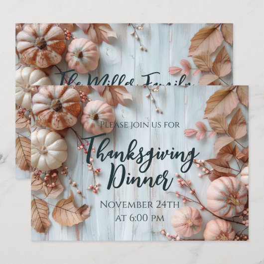 Thanksgiving Diner Pompoen Uitnodiging (Voorkant / Achterkant)