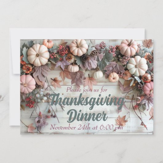 Thanksgiving Diner Pompoen Uitnodiging (Voorkant)