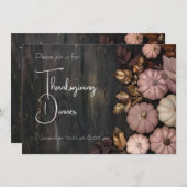 Thanksgiving Diner Pompoen Uitnodiging Rustiek (Voorkant / Achterkant)