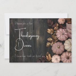 Thanksgiving Diner Pompoen Uitnodiging Rustiek
