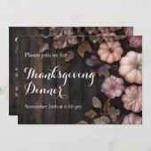Thanksgiving Diner Pompoen Uitnodiging Rustiek (Voorkant / Achterkant)