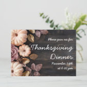 Thanksgiving Diner Pompoen Uitnodiging Rustiek (Staand voorkant)