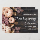 Thanksgiving Diner Pompoen Uitnodiging Rustiek (Voorkant / Achterkant)