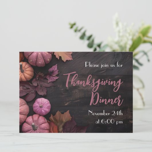 Thanksgiving Diner Pompoen Uitnodiging Rustiek (Staand voorkant)