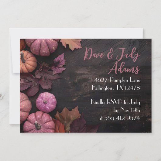 Thanksgiving Diner Pompoen Uitnodiging Rustiek (Achterkant)