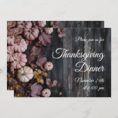 Thanksgiving Diner Pompoen Uitnodiging Rustiek (Voorkant / Achterkant)