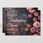 Thanksgiving Diner Pompoen Uitnodiging Rustiek (Voorkant / Achterkant)