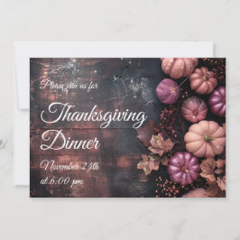 Thanksgiving Diner Pompoen Uitnodiging Rustiek